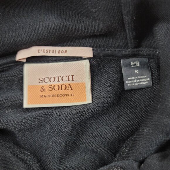 Scotch & Soda Men's Logo Hoodie Sz Small Black Pullover Sweatshirt - Picture 12 of 14